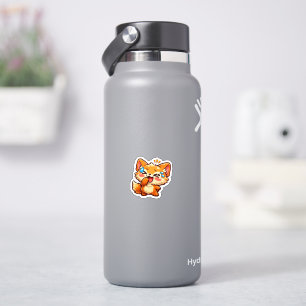 Süße Kawaii Orange Fuchs lacht weint Freudentränen Aufkleber