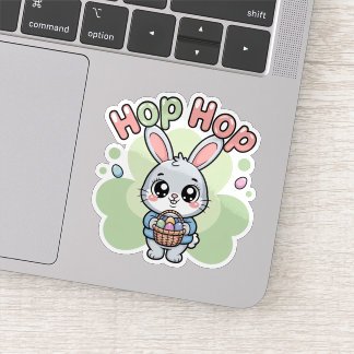 Süße Kawaii-Osterhasen-Hop-Illustration Aufkleber