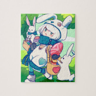 Süße Kawaii Osterhasen Mädchen Puzzle