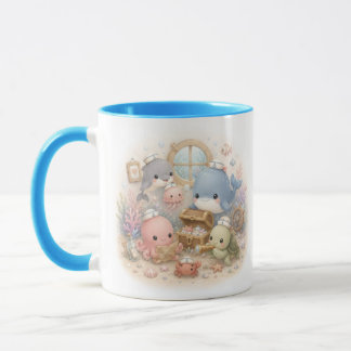 Süße Kawaii-Ozeantiere Unter dem Meer Zweifarbig C Tasse