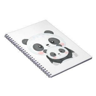 Süße Kawaii-Panda-Mutter und -Baby-Wasserfarben-Ku Notizblock