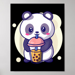 Süße kawaii Panda trinkt Boba-Blasentee kawaiiCut Poster