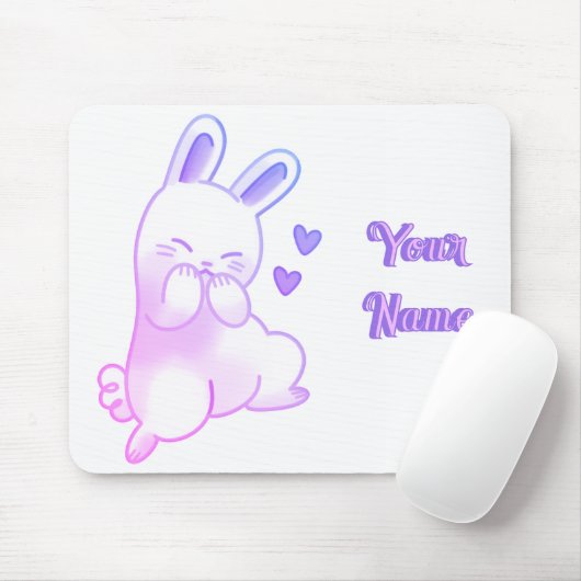 Süße Kawaii Pastell-Lila Custom Gradient Hase Mousepad (Mit Mouse)