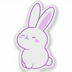 Süße Kawaii Pastell Lila Fröhlich Lächelnde Hasen  Aufkleber