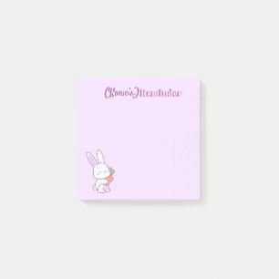 Süße Kawaii Pastell Lila Hase mit Karotte Benutzer Post-it Klebezettel