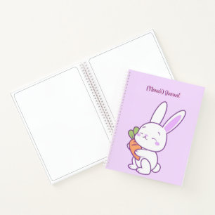 Süße Kawaii Pastell Lila Hase mit Karotte Custom Notizblock