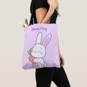 Süße Kawaii Pastell Lila Hase mit Karotte Custom Tasche