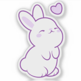 Süße Kawaii Pastell-Lila Hase Stehend mit Herz Aufkleber