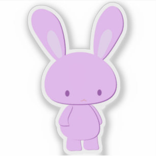Süße Kawaii Pastell-Lila Minimalistische Hasenfigu Aufkleber