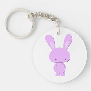 Süße Kawaii Pastell-Lila Minimalistische Hasenfigu Schlüsselanhänger