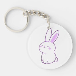 Süße Kawaii Pastell-Lila Sitzende Hase Acryl Schlüsselanhänger