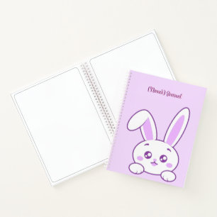 Süße Kawaii Pastell-Lila spähende Hasen benutzerde Notizblock