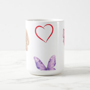 Süße Kawaii-Pastell-Schleifen Hase Schmetterling H Kaffeetasse