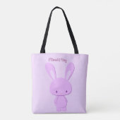 Süße Kawaii Pastell Violette Stehende Hasen Custom Tasche (Rückseite)