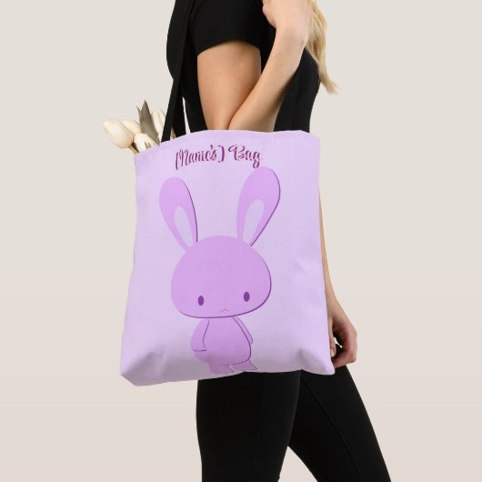 Süße Kawaii Pastell Violette Stehende Hasen Custom Tasche (Von Nahem)