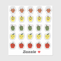 Süße Kawaii-Peperoni-Charakter-Sticker-Sheet