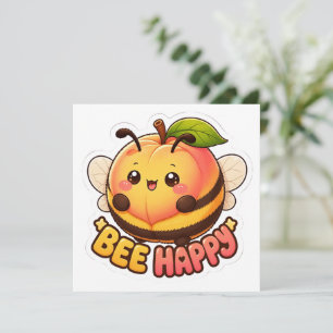 Süße Kawaii Pfirsich Biene Glücklich Lustiger Wort
