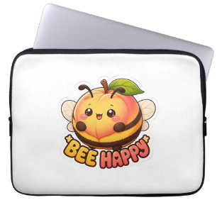 Süße Kawaii Pfirsich Biene Glücklich Lustiger Wort Laptopschutzhülle