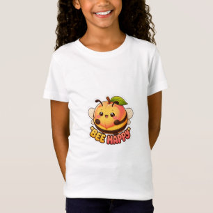 Süße Kawaii Pfirsich Biene Glücklich Lustiger Wort T-Shirt