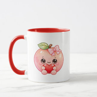 Süße Kawaii-Pfirsich-Herz-Valentinstag-Tasse Tasse