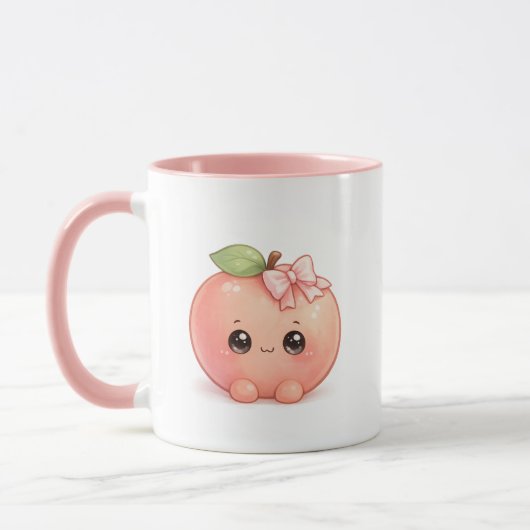 Süße Kawaii-Pfirsich-Kaffeetasse Tasse (Links)