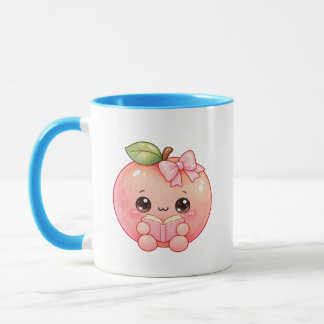 Süße Kawaii-Pfirsich-Lesetasse für Bücherliebhaber Tasse