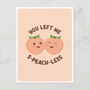 Süße Kawaii Pfirsich-Pärchen Food-Pun Liebe Zitat Postkarte