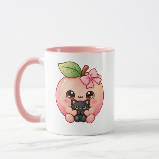 Süße Kawaii-Pfirsich-Schwarze-Katze-Halloween-Tass Tasse