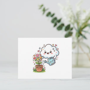 Süße Kawaii-Pflanze Freundlichkeit Süße Wolke und Ankündigungspostkarte
