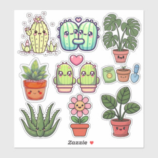 Süße Kawaii Pflanzen Aufkleber
