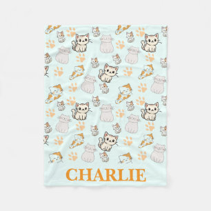 Süße Kawaii- & Pfoten-Personalisierte-Babydecke  Fleecedecke