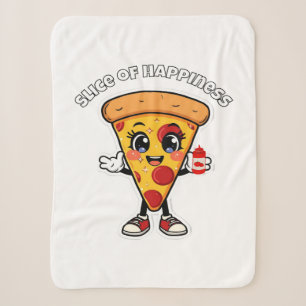 Süße Kawaii-Pizza-Sherpa-Decke – Kuscheliger Carto Sherpadecke