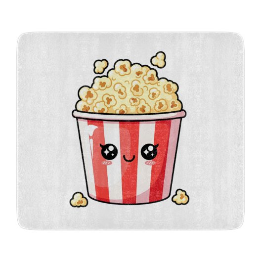 Süße Kawaii-Popcorn-Eimer-Illustration Schneidebrett (Vorderseite)
