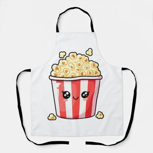 Süße Kawaii-Popcorn-Eimer-Illustration Schürze (Vorderseite)