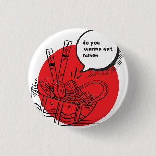Süße Kawaii-Ramen - Lustiges Japanisches Essen Button