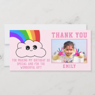 Süße Kawaii-Regenbogen-Wolke Danke Geburtstagskart