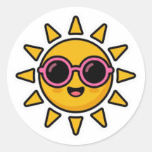 Süße Kawaii Retro-Sonne mit rosa SonnenbrilleStick
