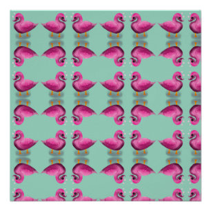 Süße Kawaii Rosa Ente & Herzen Kinderzimmer Kunst Poster