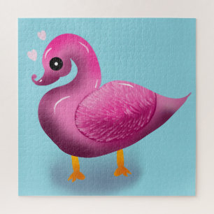 Süße Kawaii Rosa Ente & Herzen Kinderzimmer Kunst Puzzle