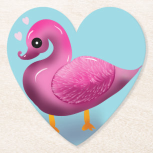 Süße Kawaii Rosa Ente & Herzen Kinderzimmer Kunst Untersetzer