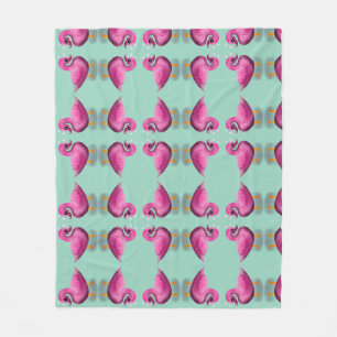 Süße Kawaii-Rosa-Ente & Herzen-Nursery-Kunst Fleecedecke
