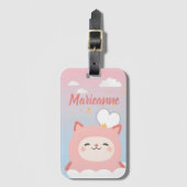 Süße Kawaii Rosa Katze Gepäckanhänger (Vorderseite Vertikal)