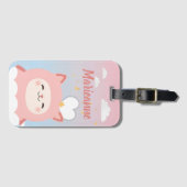 Süße Kawaii Rosa Katze Gepäckanhänger (Vorderseite (Horizontal))