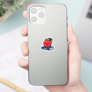 Süße Kawaii Rote Apfelsinen mit Abschlussmütze Int Aufkleber