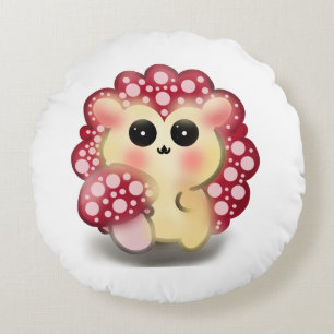 Süße Kawaii-Rote-Pilz-Igel-Art Rundes Kissen