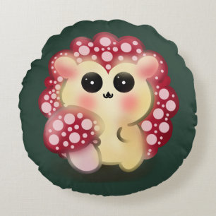 Süße Kawaii Rote Pilz Igel Art Rundes Kissen