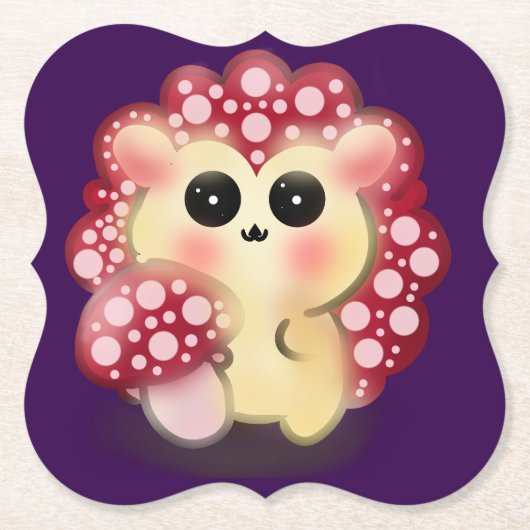 Süße Kawaii-Rote-Pilz-Igel-Art Untersetzer (Vorderseite)