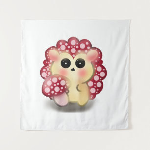 Süße Kawaii-Rote-Pilz-Igel-Fliegenpilz-Kunst Wandteppich