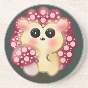 Süße Kawaii Rote Pilz Igel Schwamm Kunst Getränkeuntersetzer