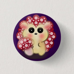Süße Kawaii Rote Pilz-Igel-Stachelschwamm-Kunst Button